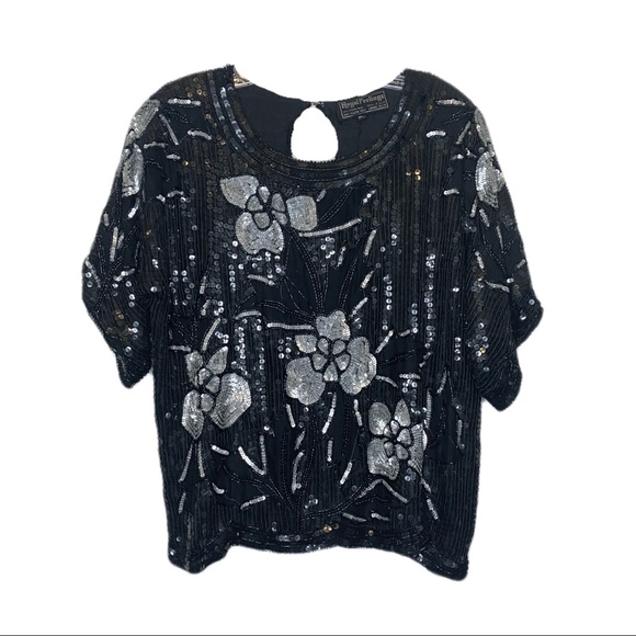 Vintage 90’s black sequin flowy top